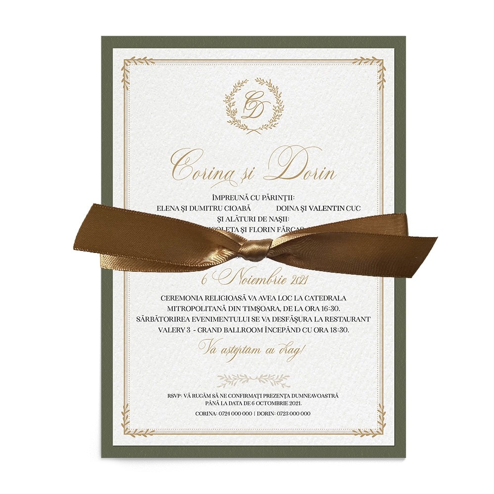Invitatie de nunta Elegant Monogram