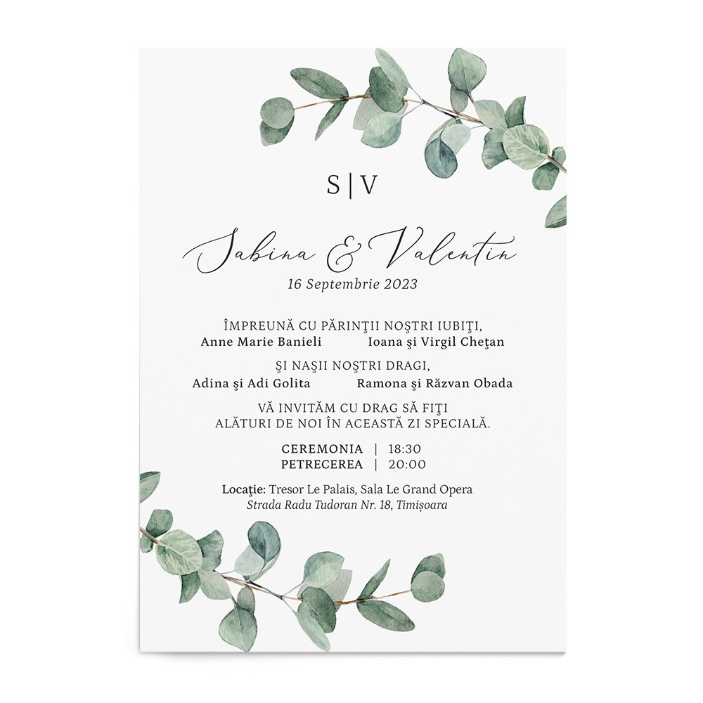 Invitatie de nunta Eucalyptus Love
