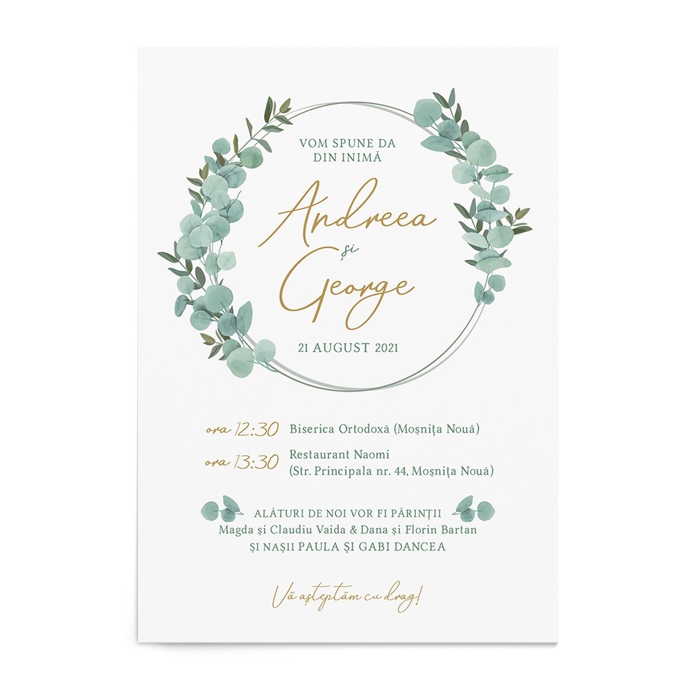Invitatie de nunta Eucalyptus Wreath