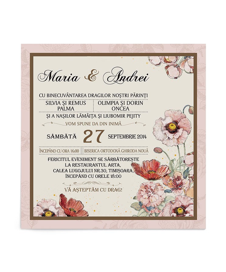 Invitatie de nunta Blooming Poppy
