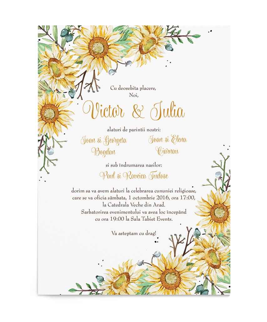 Invitatie de nunta Wrapped in Sunflowers
