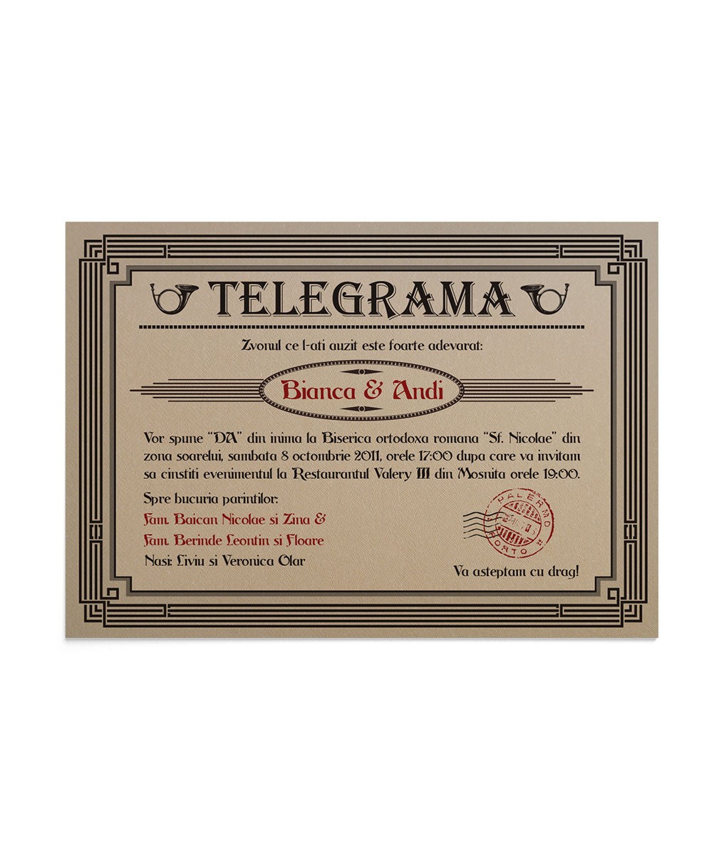 Invitatie Vintage Telegram